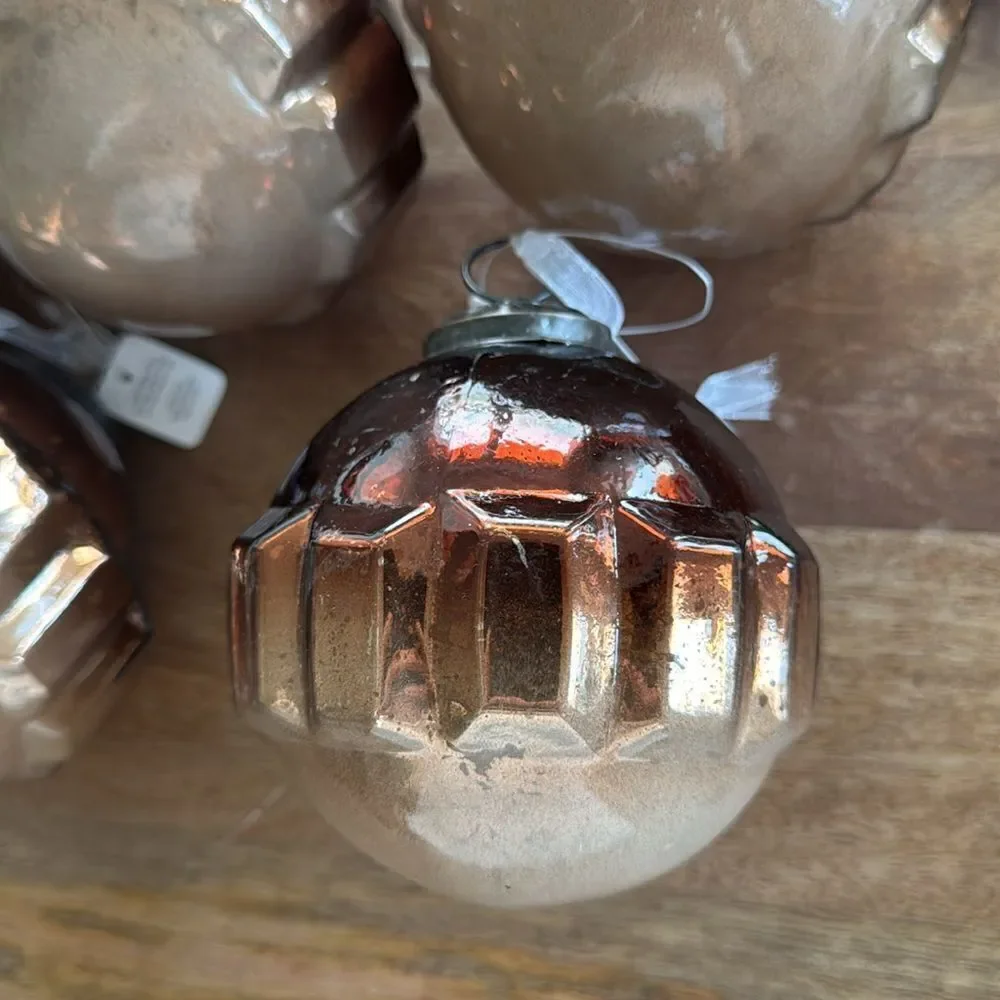 Christmas Ornaments From Dillard's Trimmings 6 Brown & Cream Ombre Rounded Glass